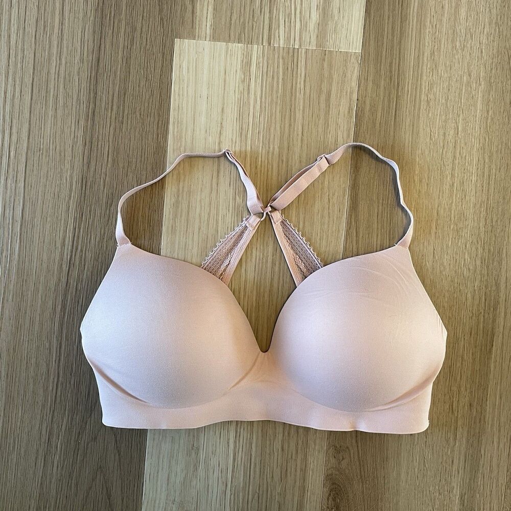Victorias Secret 34D Bra Pink Nude Incredible Padded No Wire Back Closure Hook